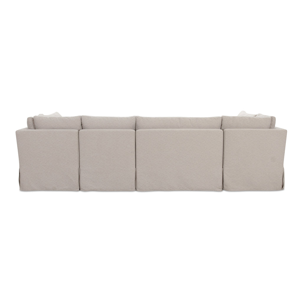 Fable Slipcover Dining Banquette U-Shape Beige 121 in.
