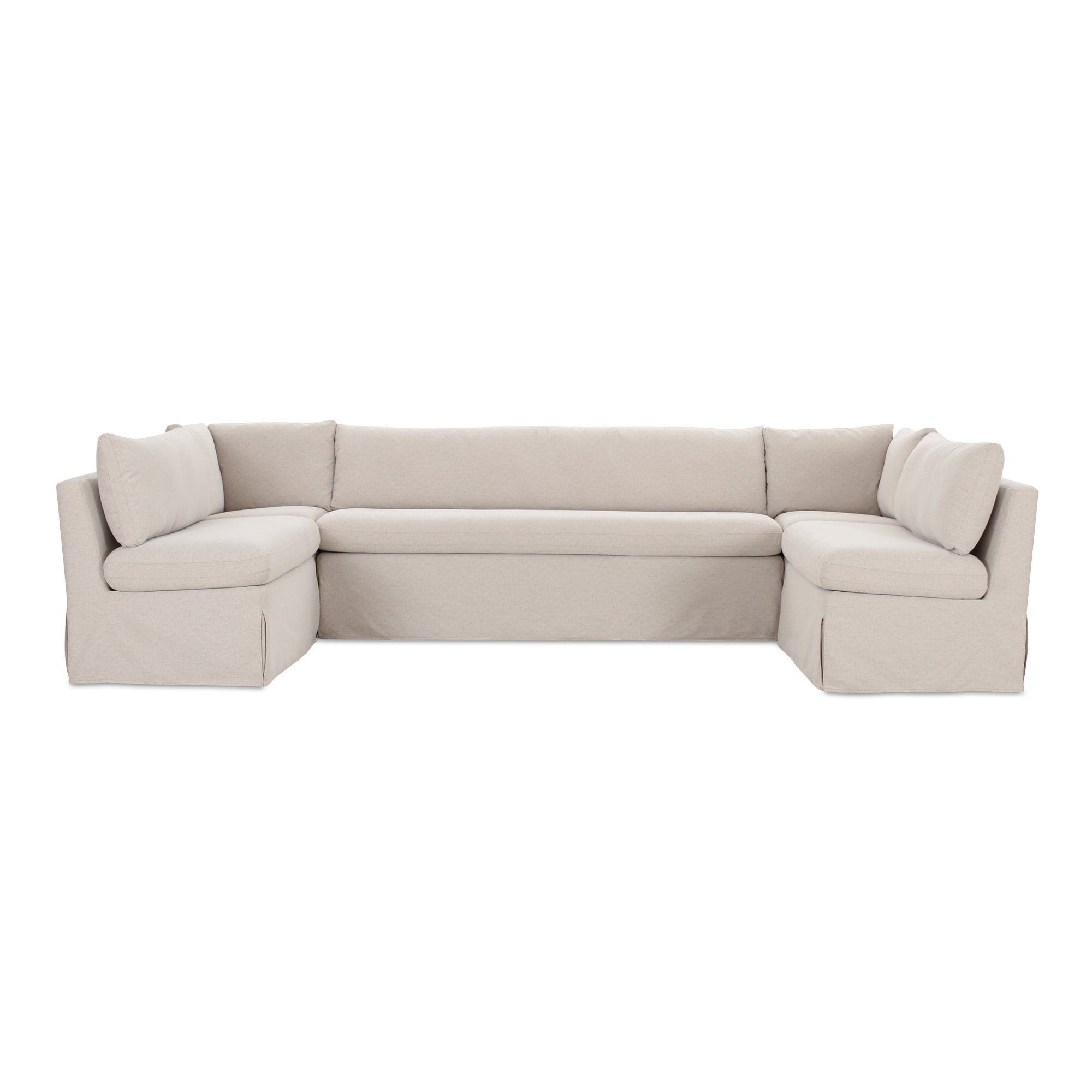 Fable Slipcover Dining Banquette U-Shape Beige 129 in.