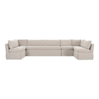 Fable Slipcover Dining Banquette U-Shape Beige 154 in.