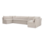 Fable Slipcover Dining Banquette U-Shape Beige 154 in.