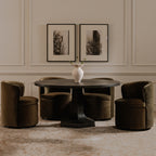 Dane Swivel Dining Chair Faux Green Mohair