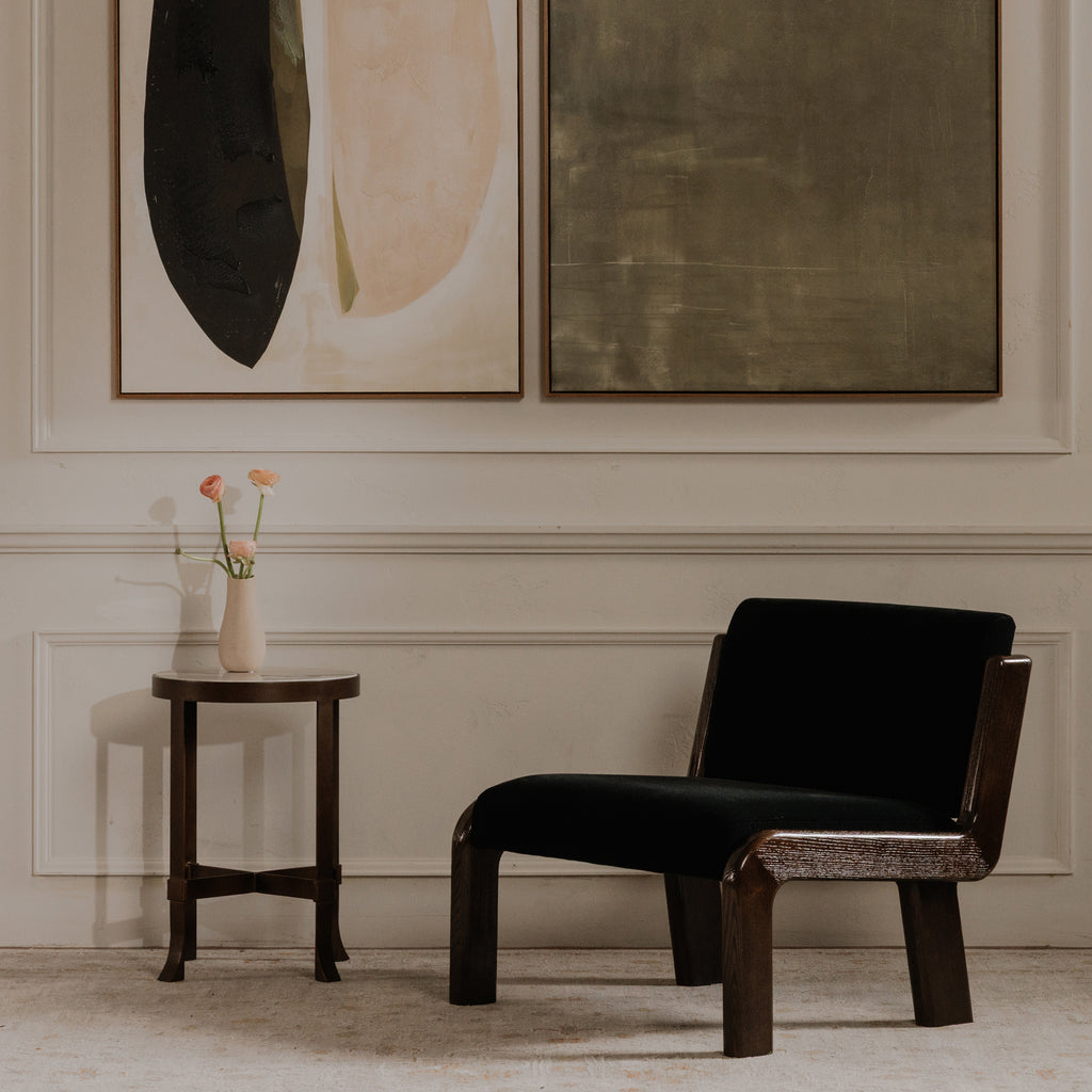 Edie Accent Chair Black Faux Mohair