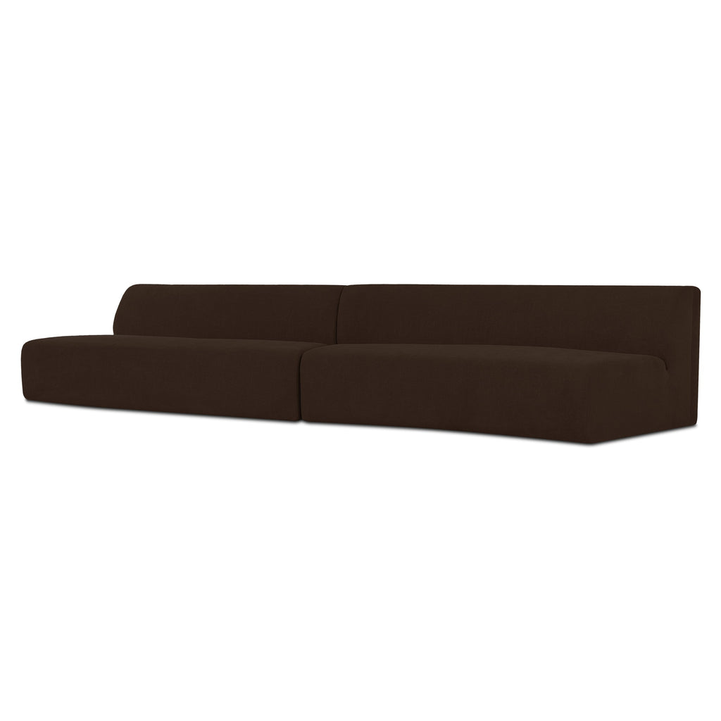 Naomi 2 Piece Wave Modular Sectional Dark Brown