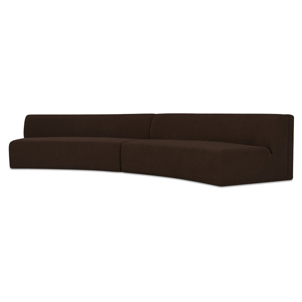 Naomi 2 Piece Concave Modular Sectional Dark Brown