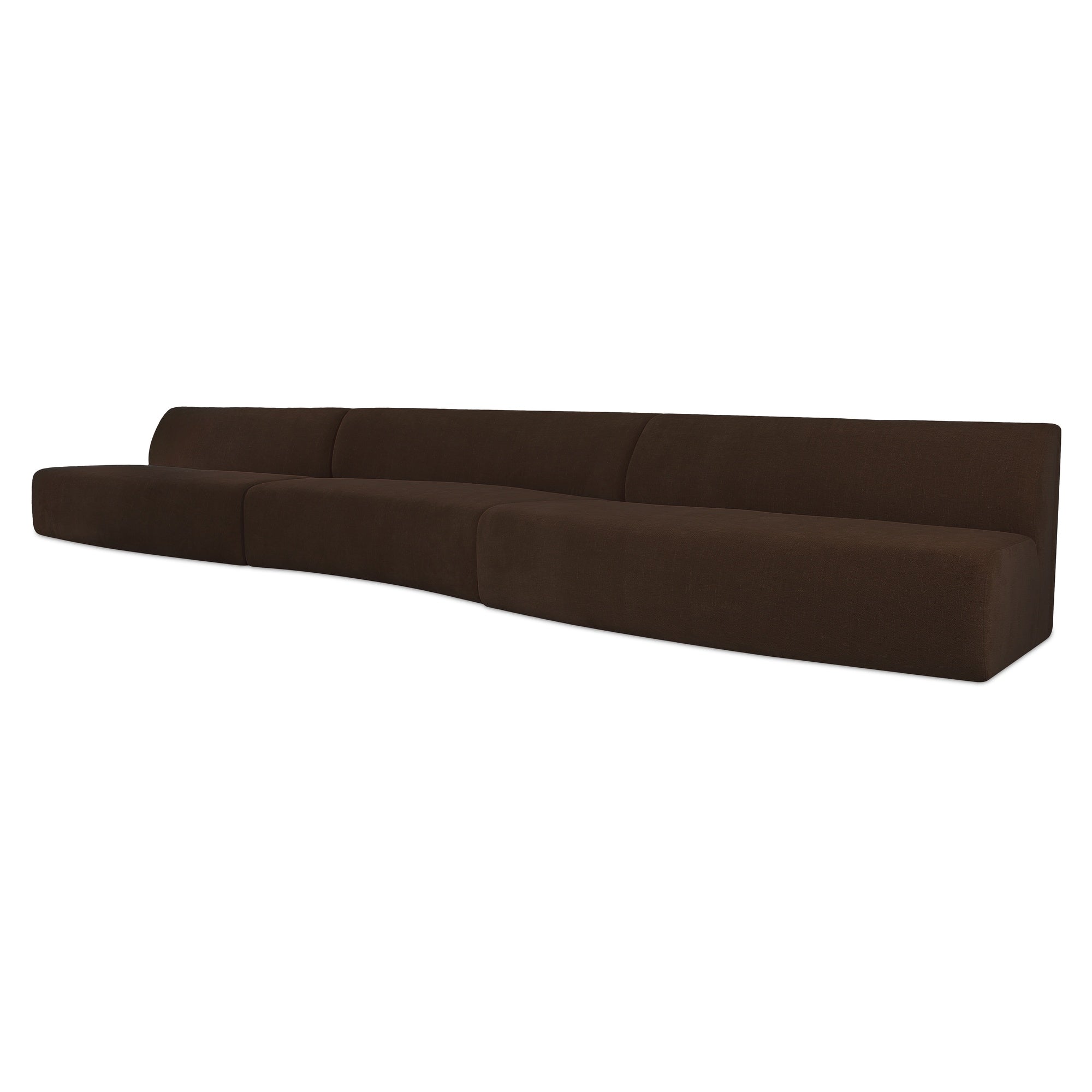 Naomi 3 Piece Wave Modular Sectional Dark Brown