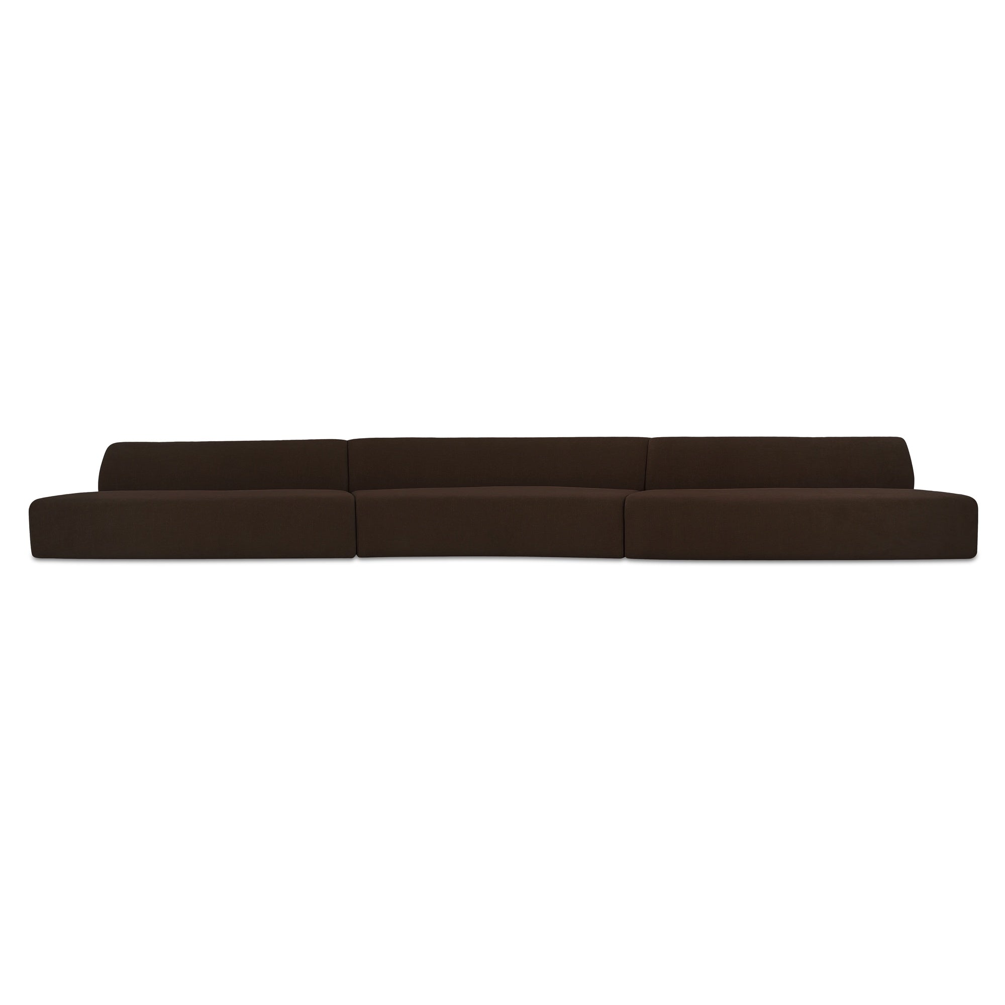Naomi 3 Piece Wave Modular Sectional Dark Brown
