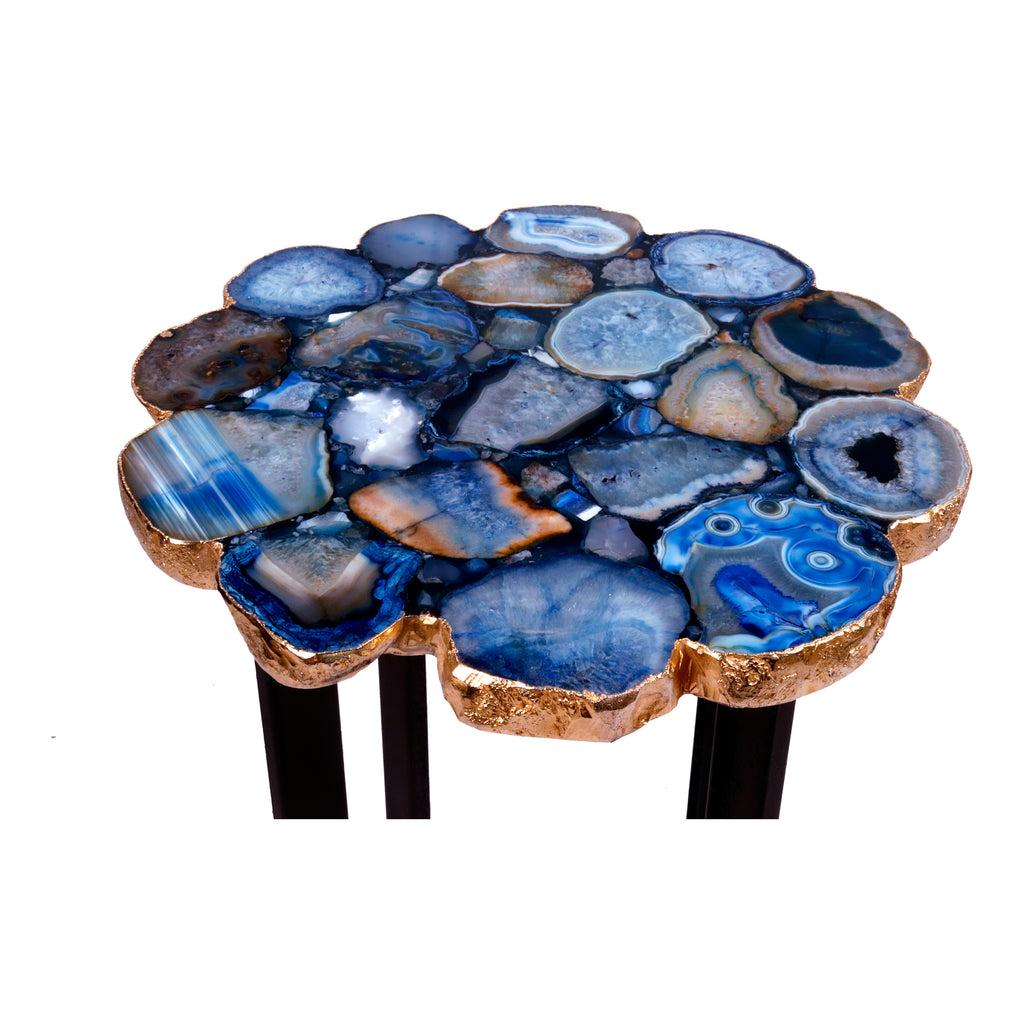 Azul Agate Accent Table Blue
