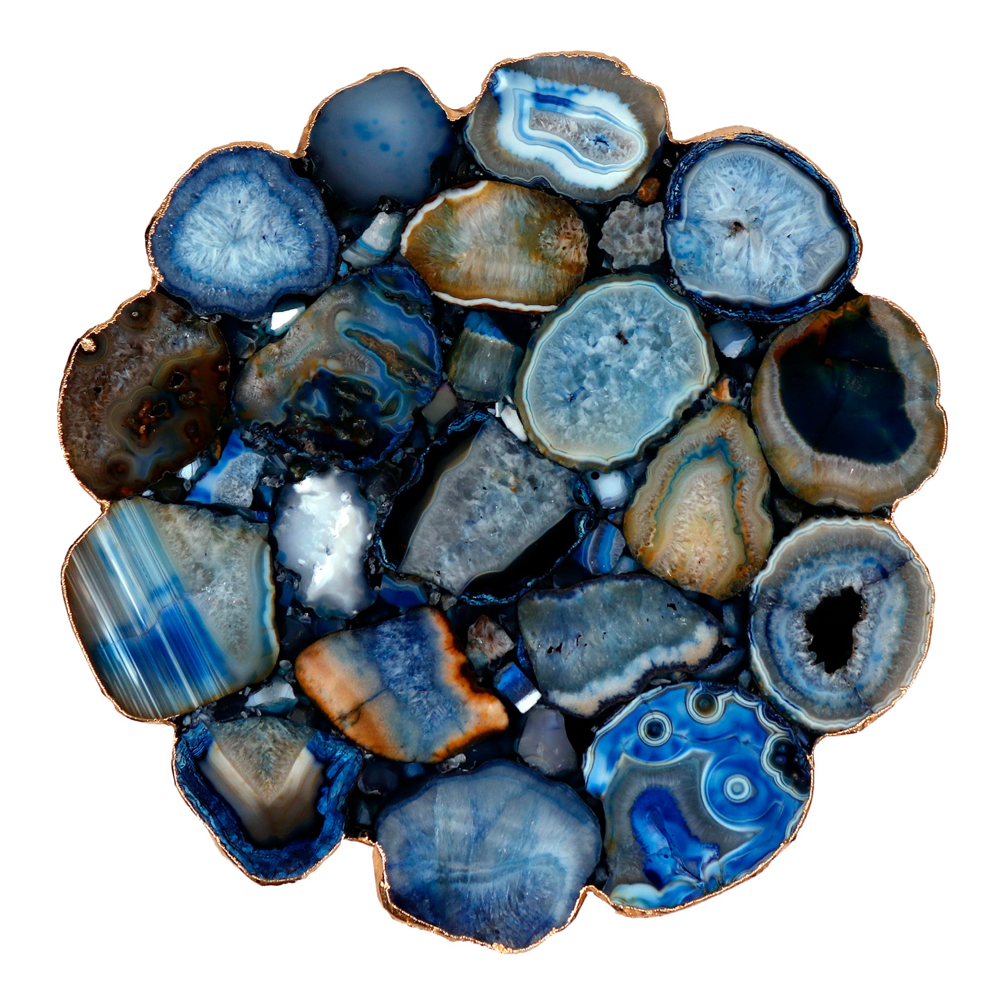 Azul Agate Accent Table Blue