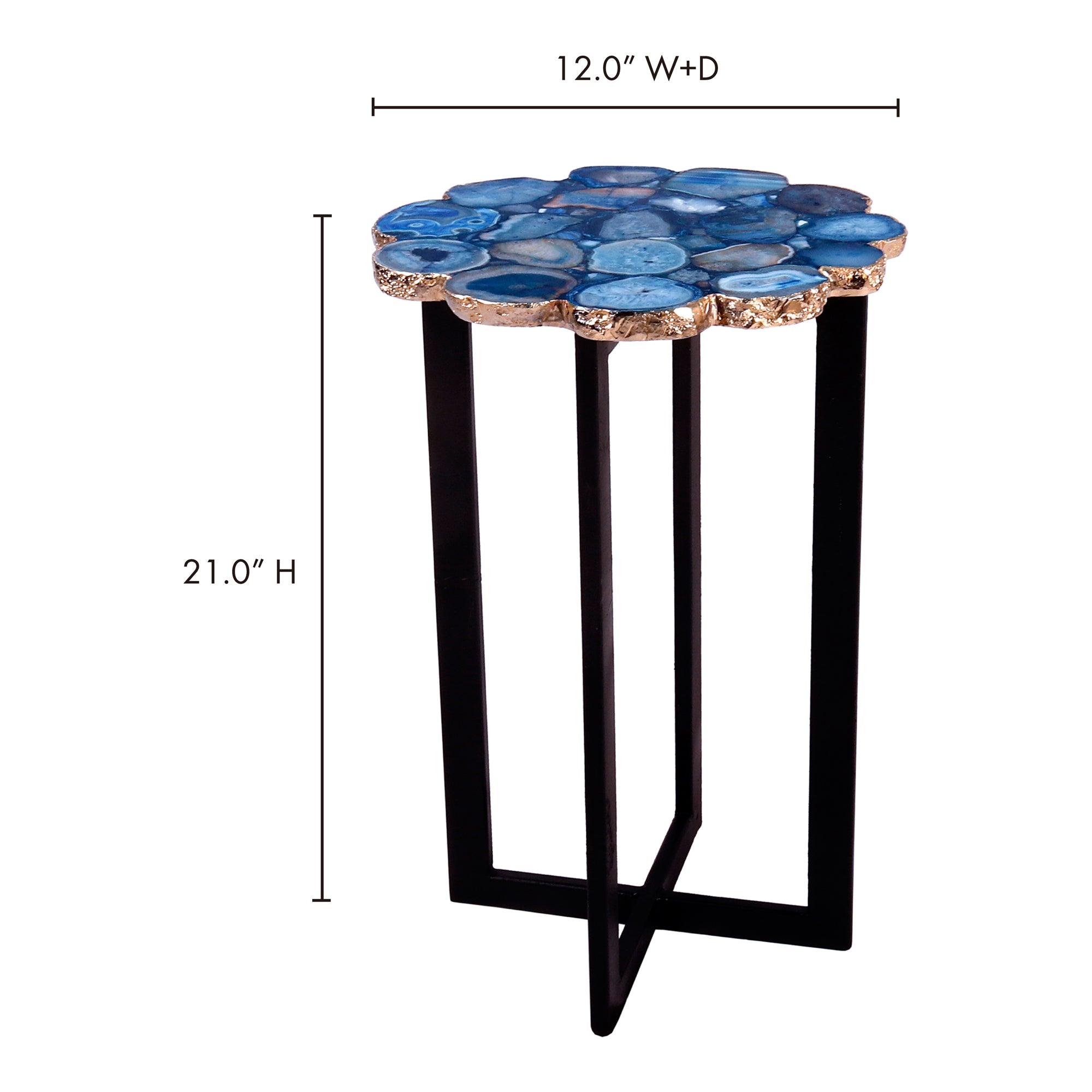 Azul Agate Accent Table Blue