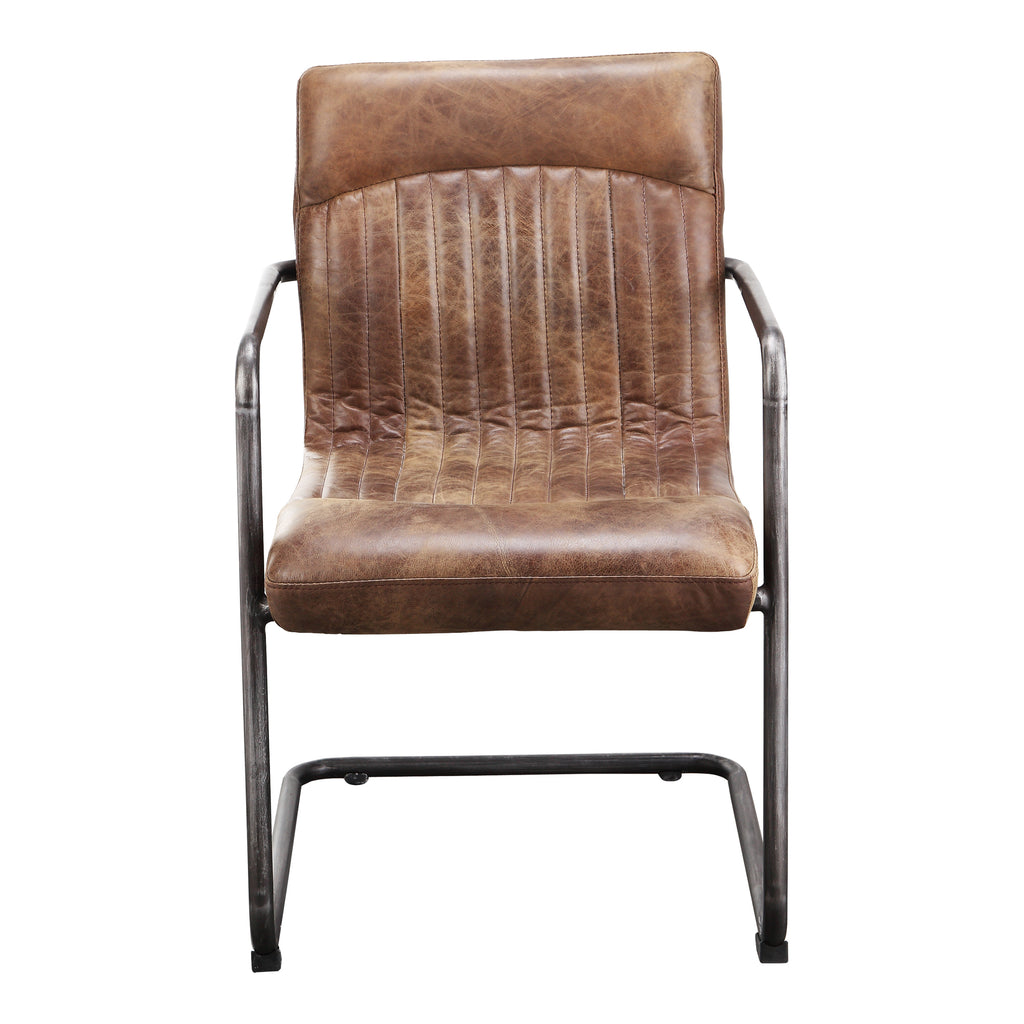 Ansel Arm Chair Grazed Brown Leather - Set Of Two
