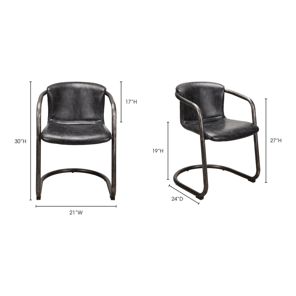 Freeman Dining Chair Onyx Black Leather - Set Of Two