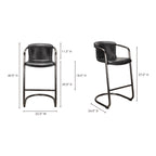 Freeman Barstool Onyx Black Leather - Set Of Two