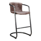 Freeman Barstool Grazed Brown Leather - Set Of Two