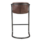 Freeman Barstool Grazed Brown Leather - Set Of Two