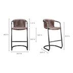 Freeman Barstool Grazed Brown Leather - Set Of Two