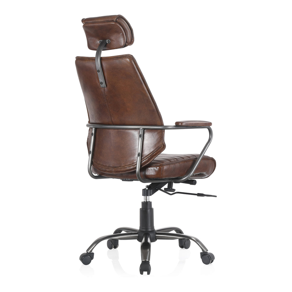 Executive Office Chair Dark Brown Leather