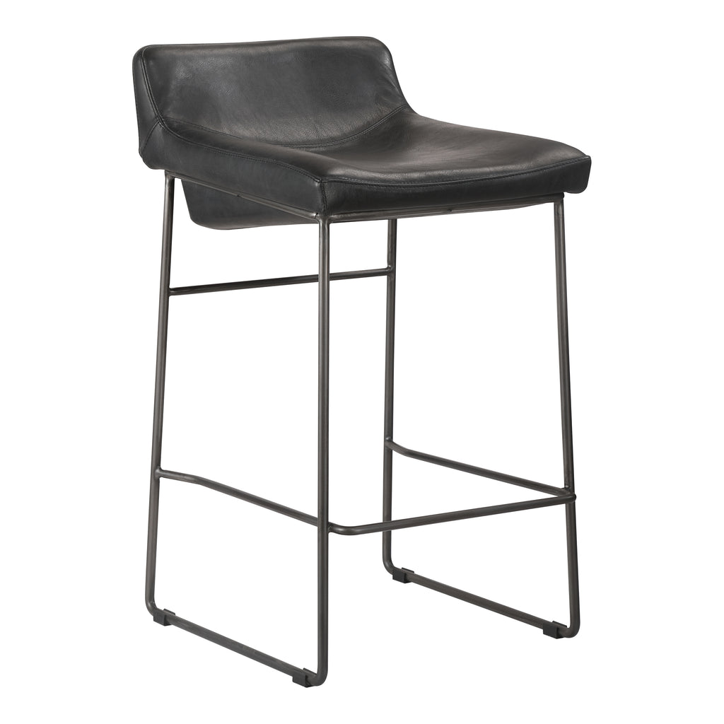 Starlet Counter Stool Onyx Black Leather - Set Of Two
