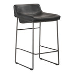 Starlet Counter Stool Onyx Black Leather - Set Of Two