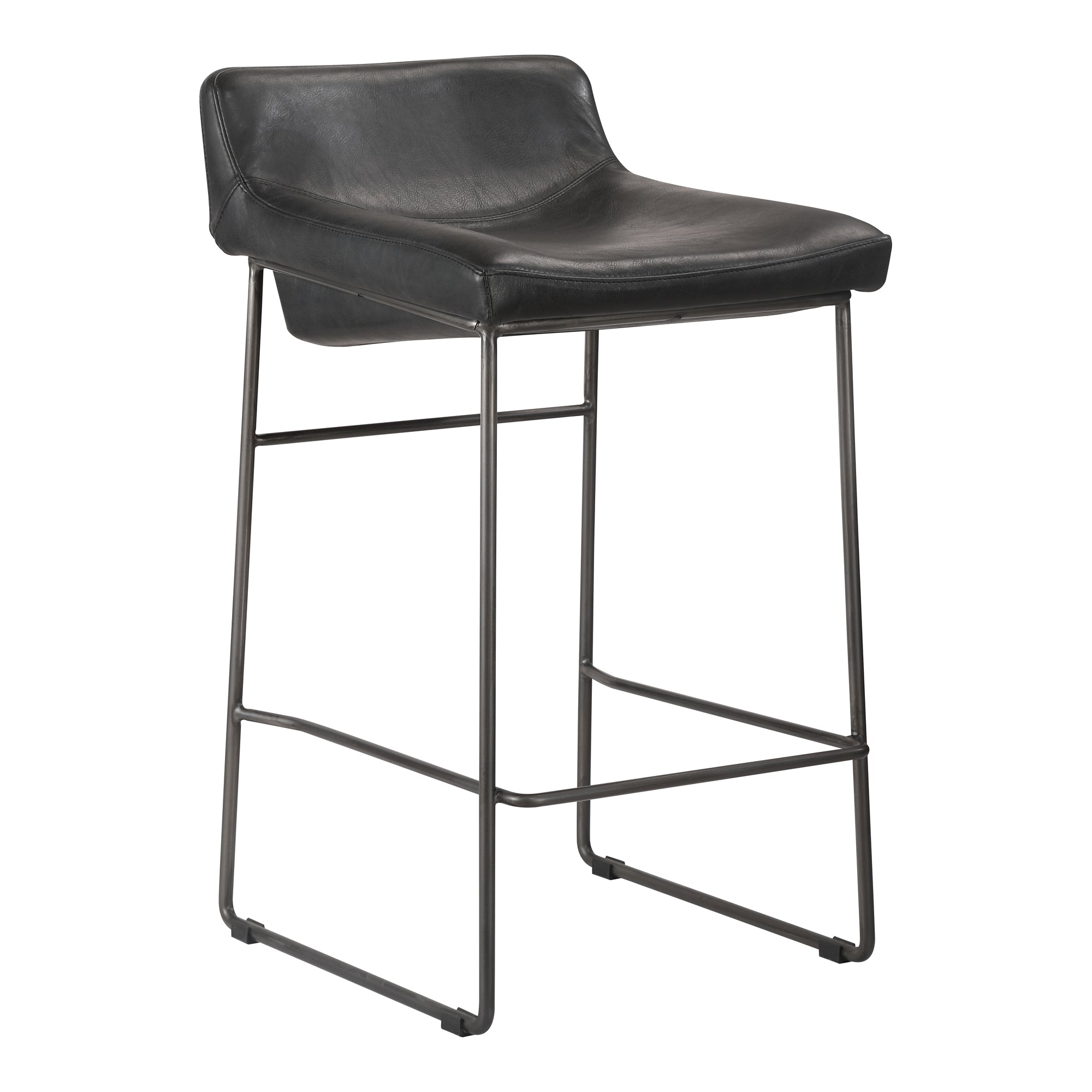 Starlet Counter Stool Onyx Black Leather - Set Of Two