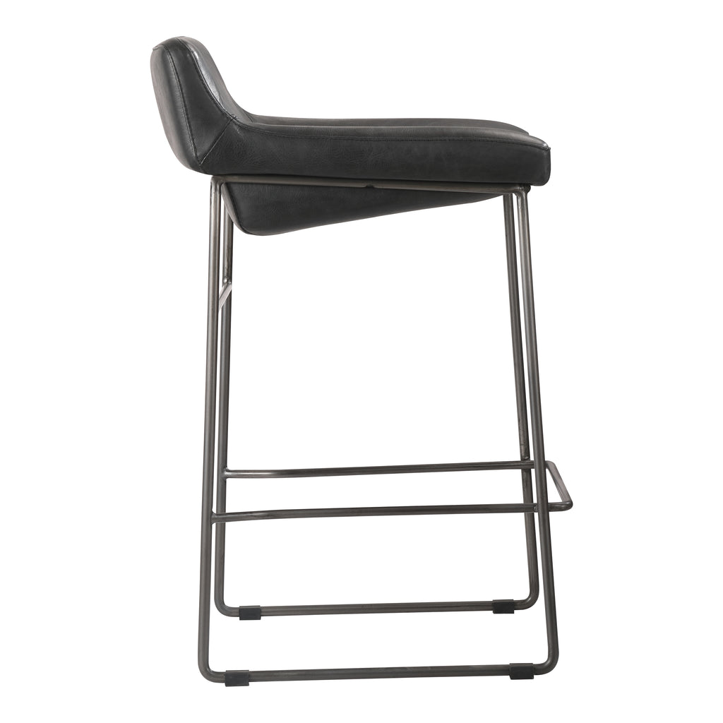 Starlet Counter Stool Onyx Black Leather - Set Of Two