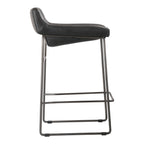 Starlet Counter Stool Onyx Black Leather - Set Of Two