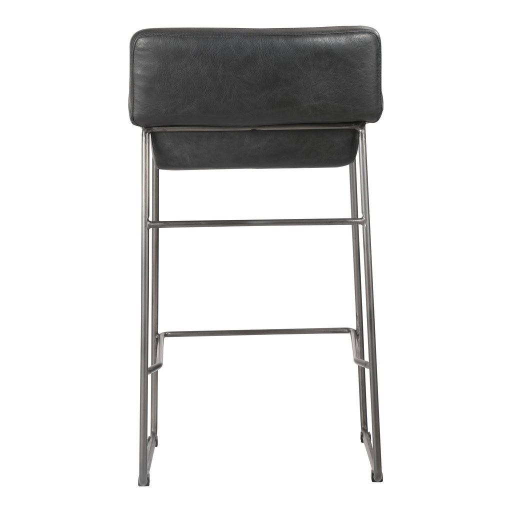Starlet Counter Stool Onyx Black Leather - Set Of Two