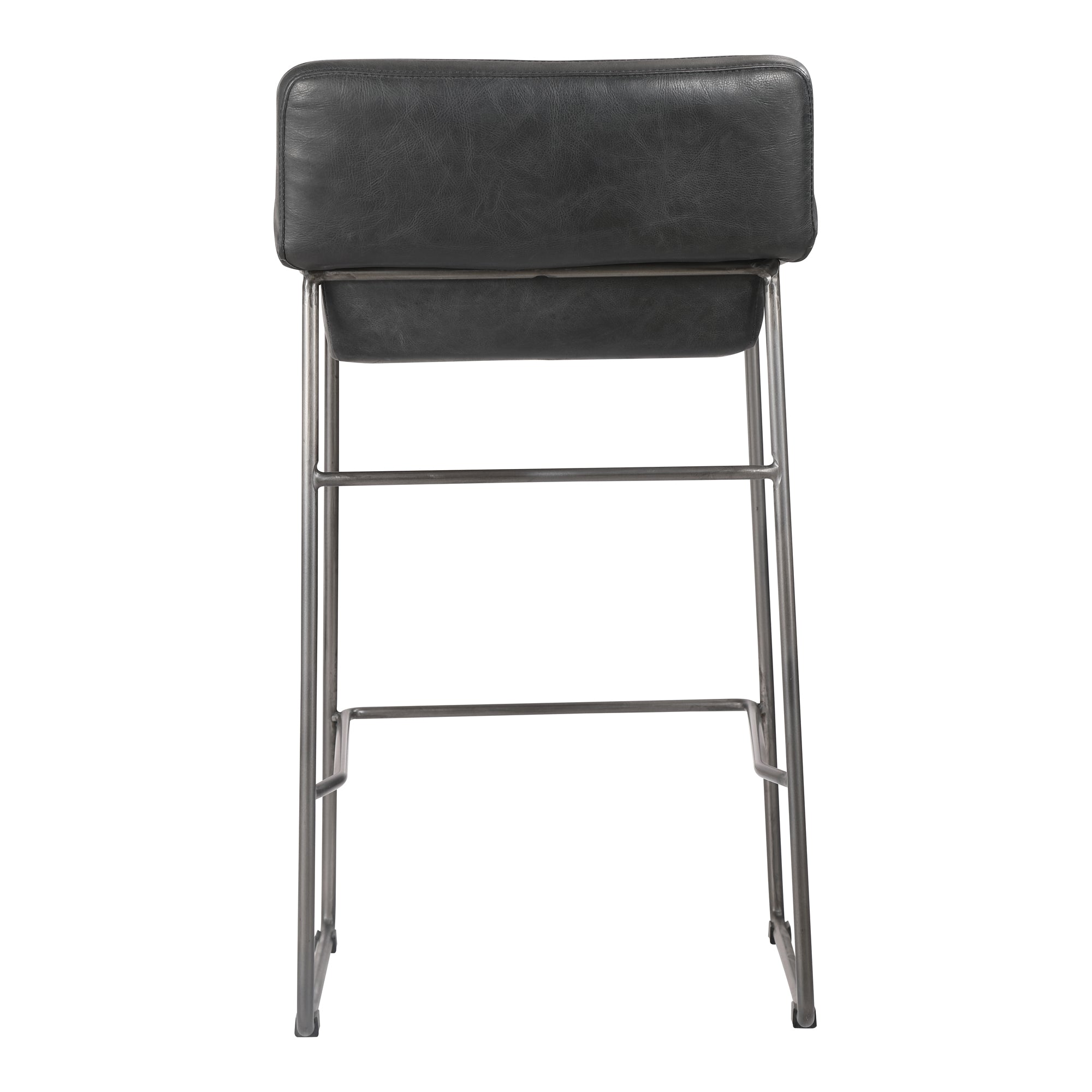 Starlet Counter Stool Onyx Black Leather - Set Of Two