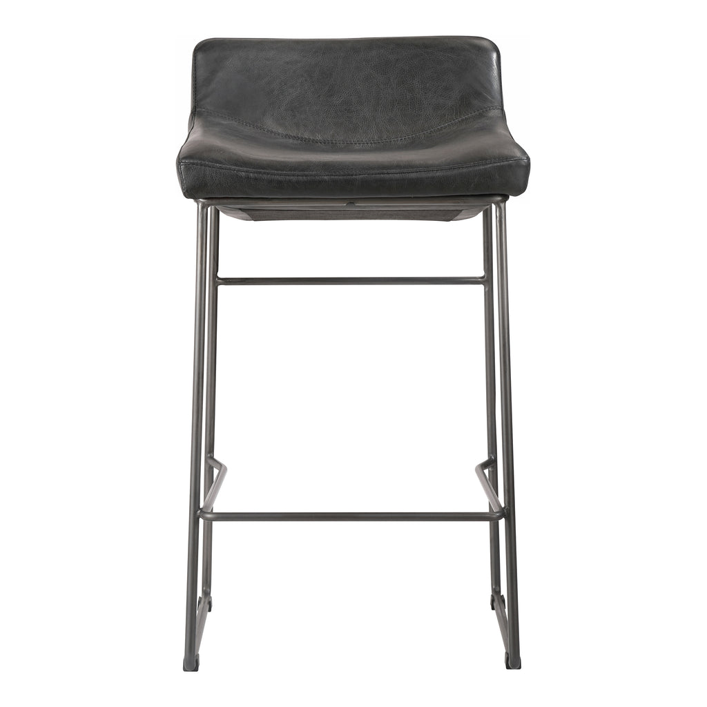 Starlet Counter Stool Onyx Black Leather - Set Of Two