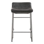 Starlet Counter Stool Onyx Black Leather - Set Of Two