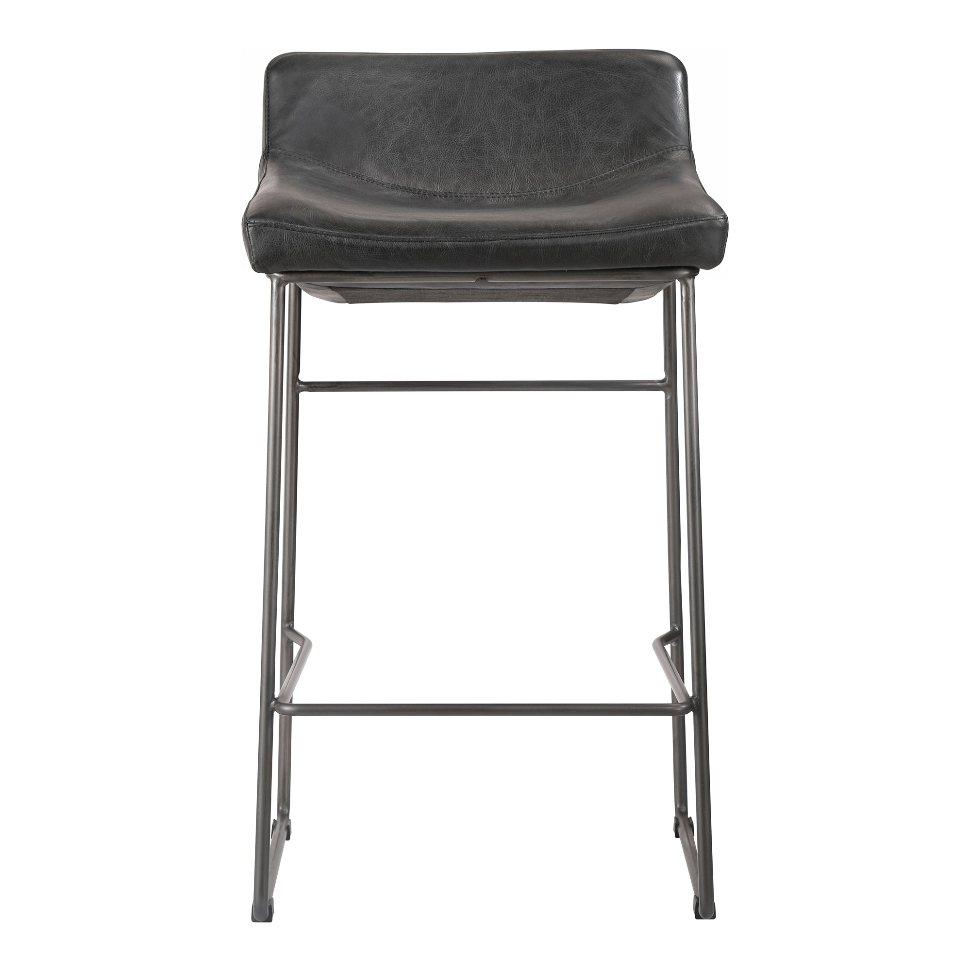 Starlet Counter Stool Onyx Black Leather - Set Of Two