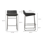 Starlet Counter Stool Onyx Black Leather - Set Of Two