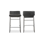 Starlet Counter Stool Onyx Black Leather - Set Of Two