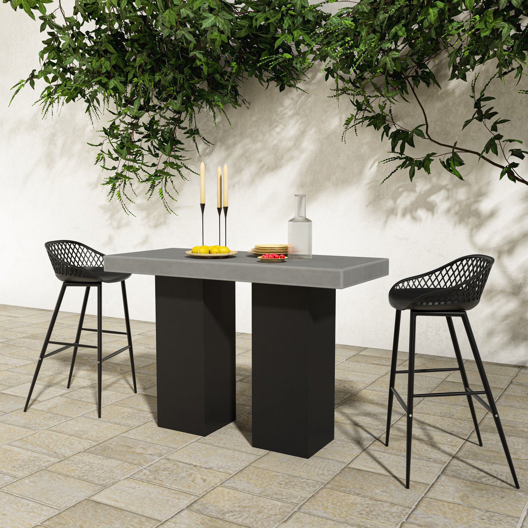Piazza Outdoor Barstool Black - Set Of Two