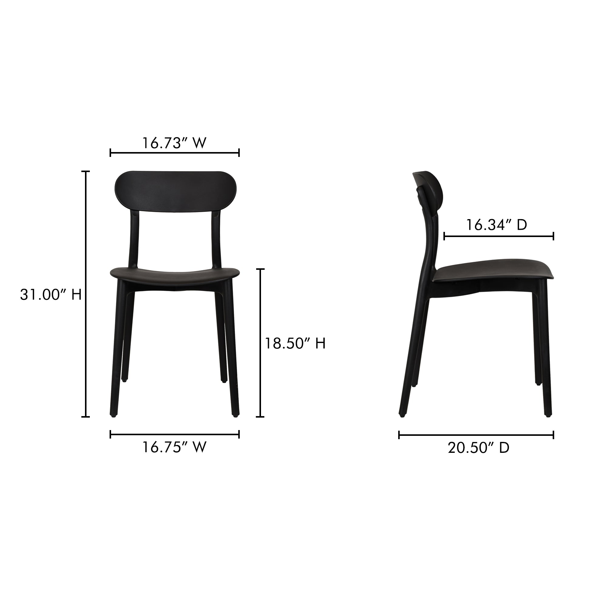 Kent Outdoor Dining Chair Black - Set Of Two
