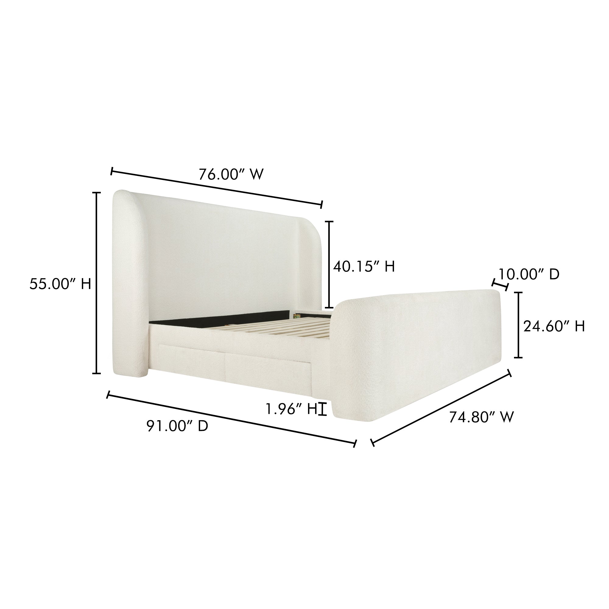 Sophia Queen Storage Bed Cream