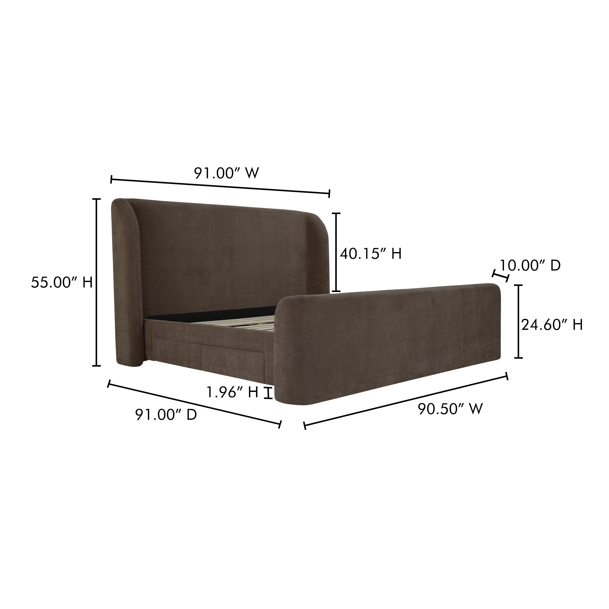 Sophia King Storage Bed Brown
