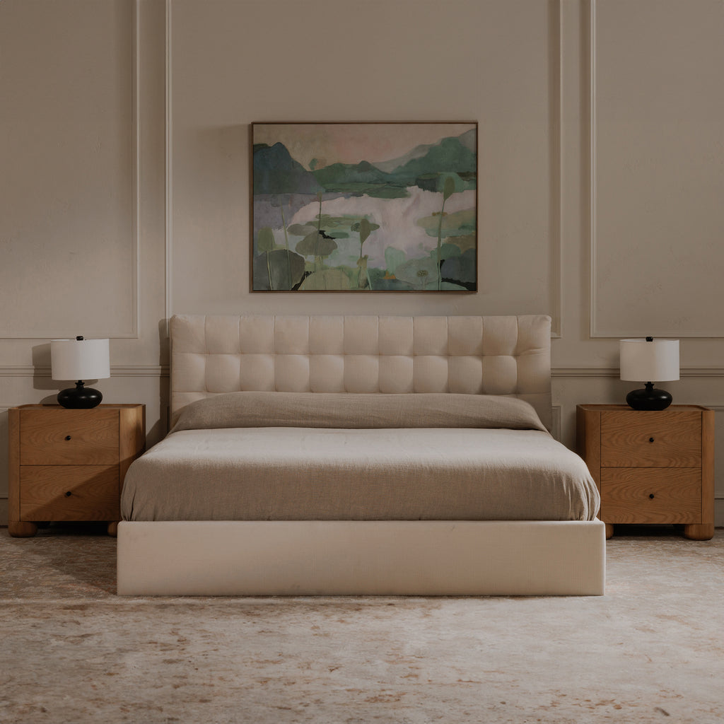 Sebastion Queen Storage Bed Cream