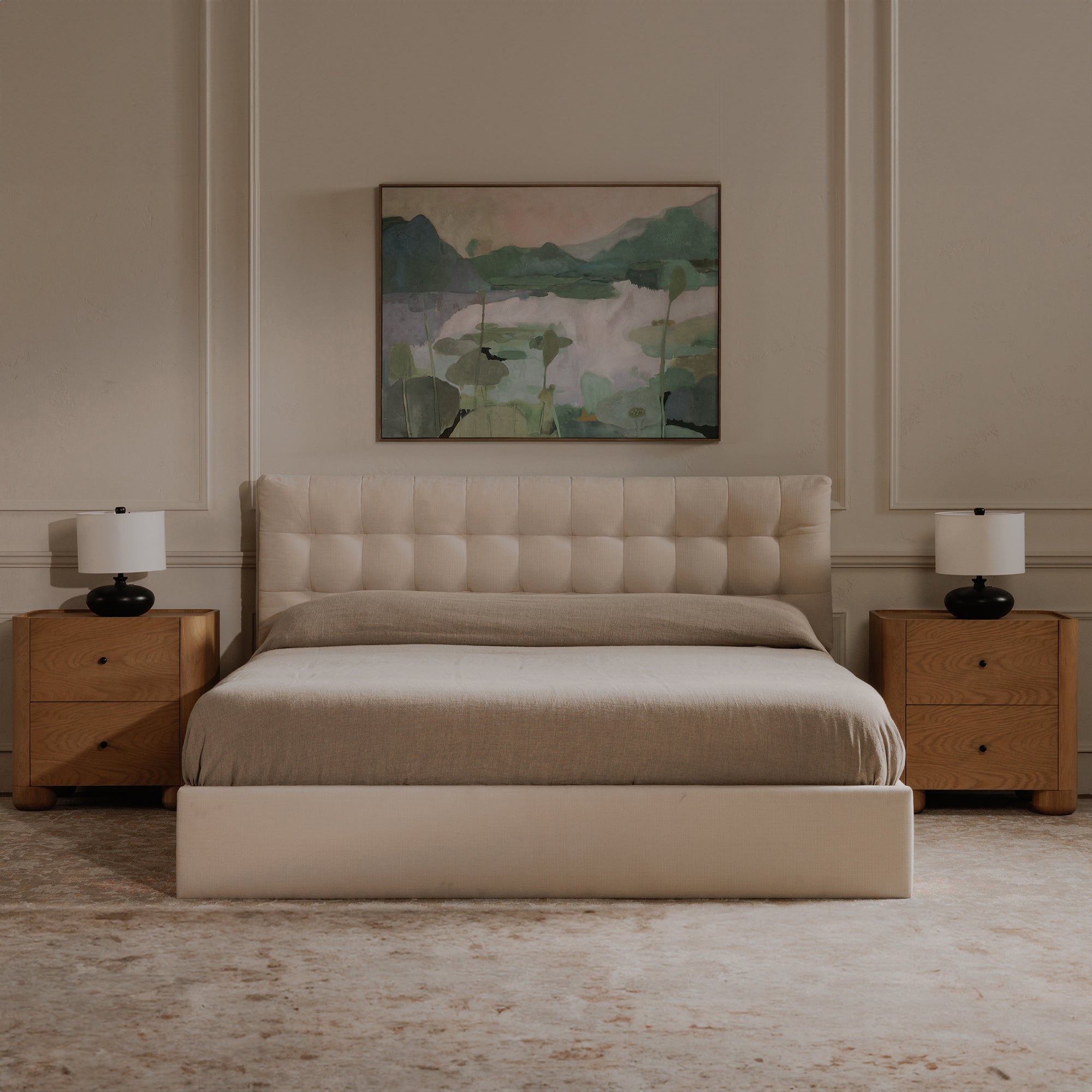 Sebastion Queen Storage Bed Cream