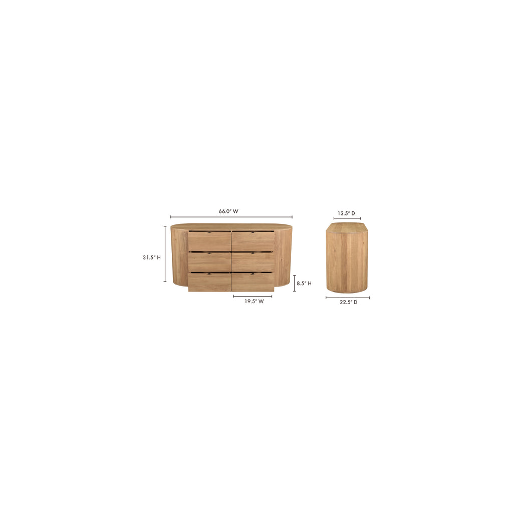 Theo 6 Drawer Dresser Natural