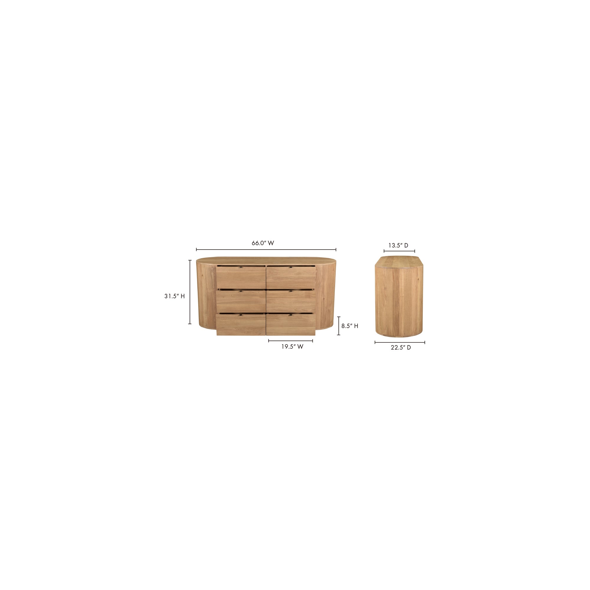 Theo 6 Drawer Dresser Natural