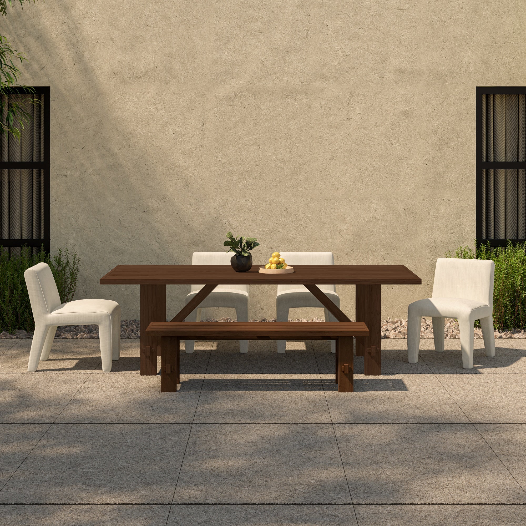 Esmond Outdoor Dining Bench Brown