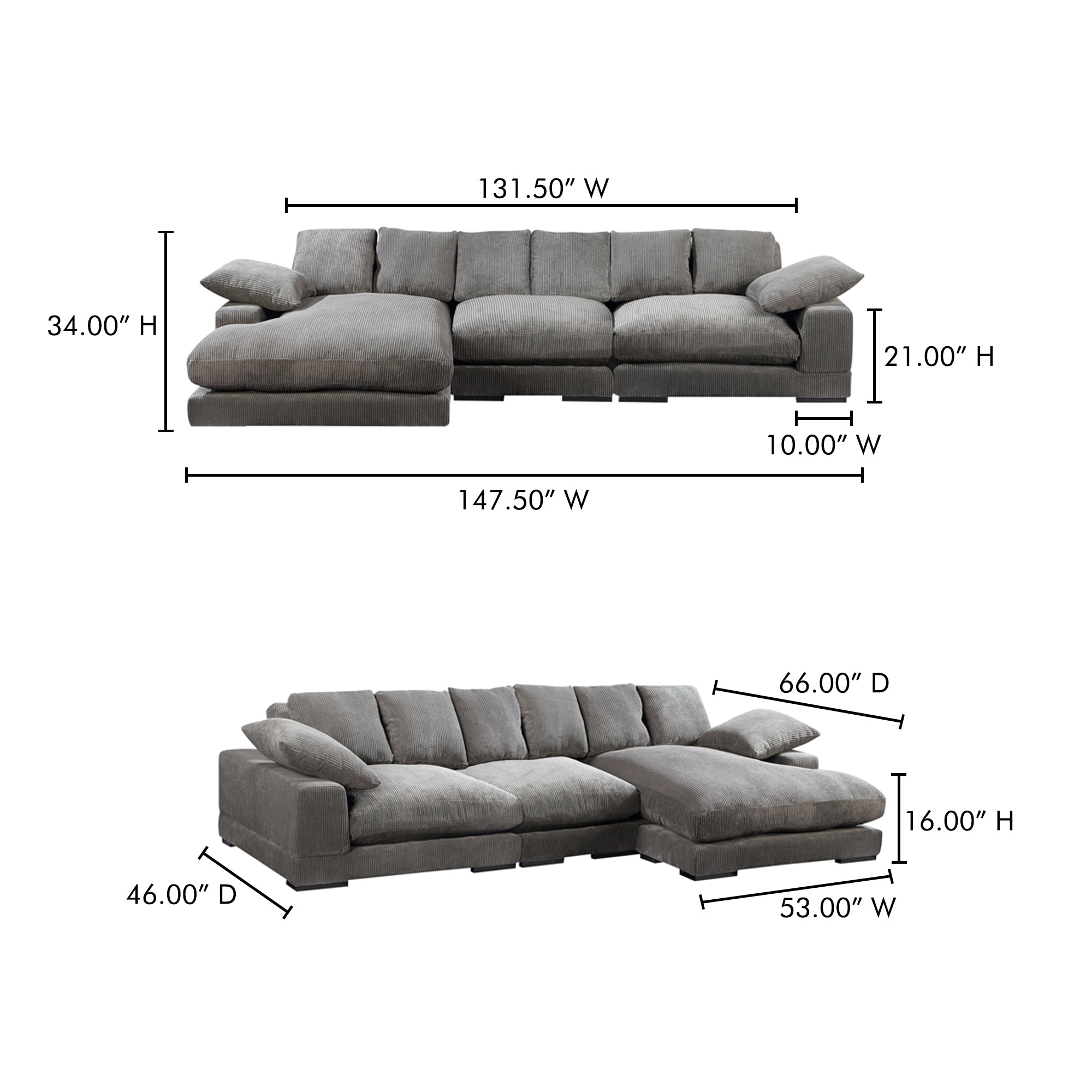 Plunge Large Sectional Charcoal
