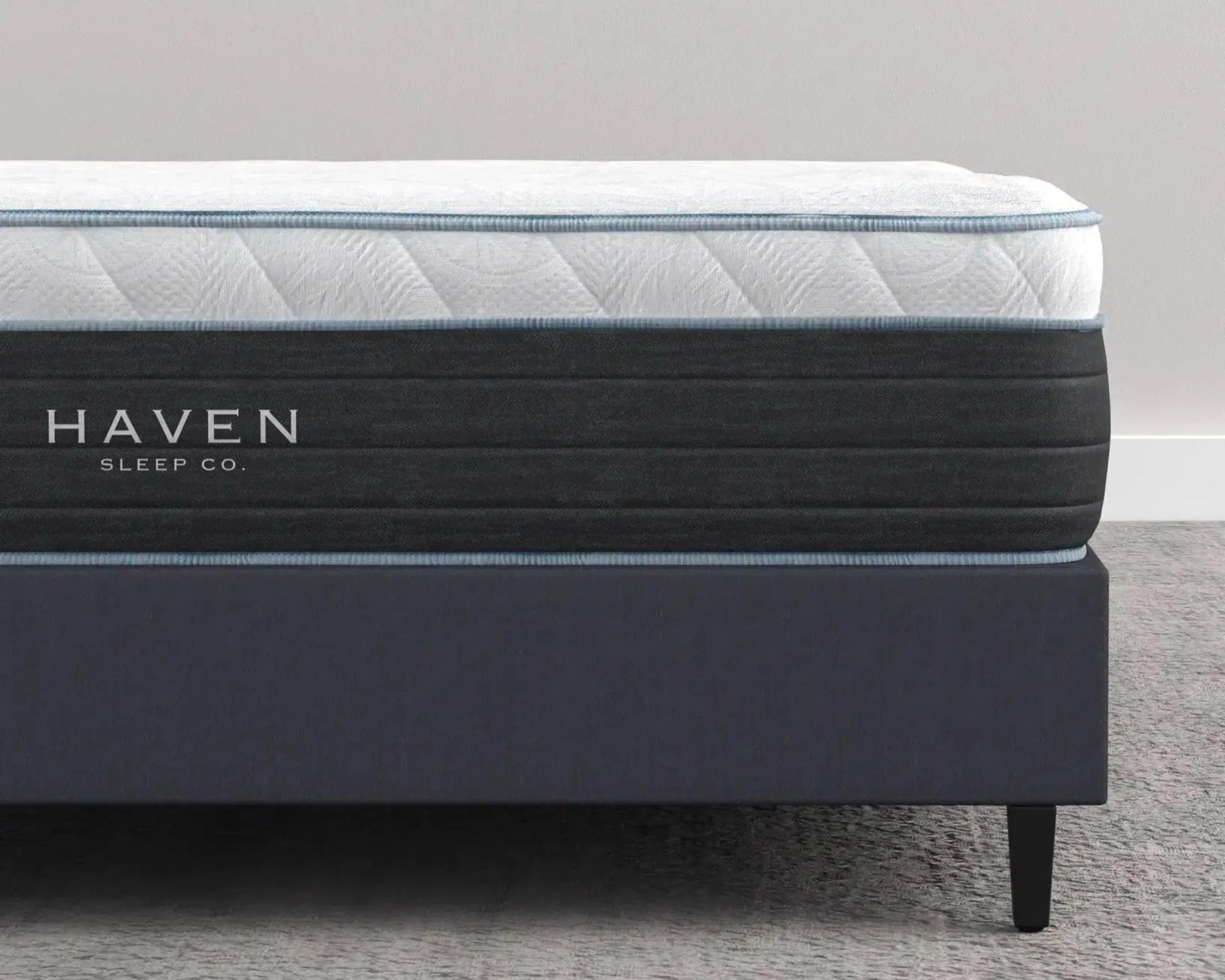 Haven Eurotop Hybrid mattress with dual-coil system, providing exceptional, non-toxic support and luxurious comfort with its plush Eurotop design.