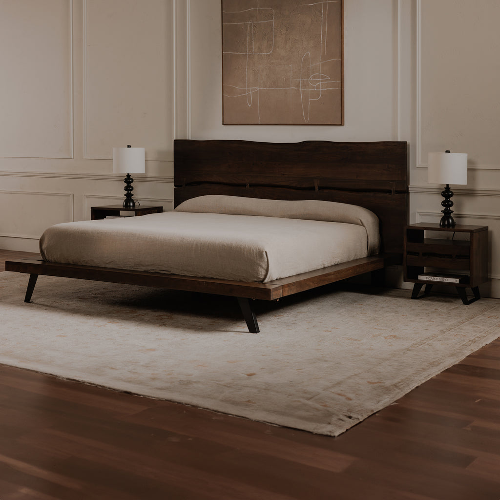 Madagascar King Platform Bed Dark Brown