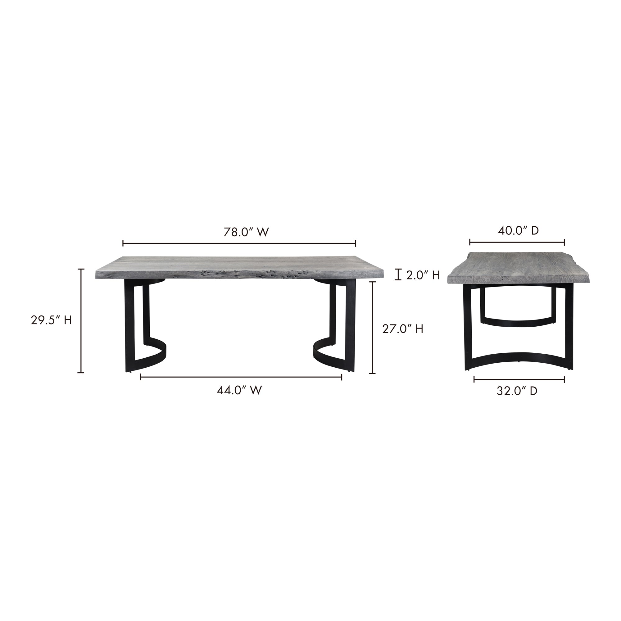 Bent Dining Table Extra Small Grey