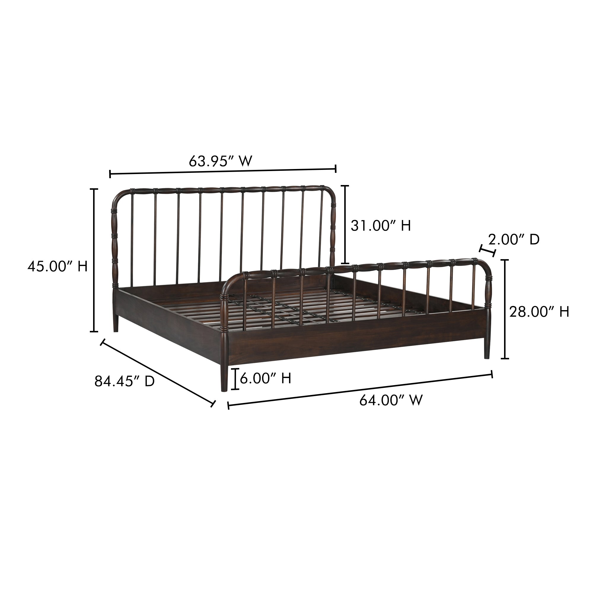 Vivian Queen Bed Dark Brown