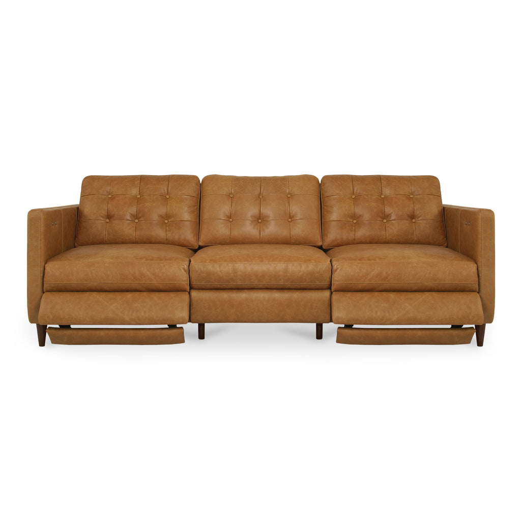 Bridgers Power Recliner Sofa Tan Leather
