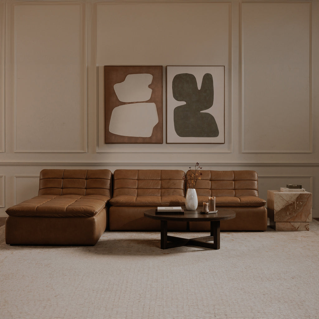 Lino Ottoman Tan Leather