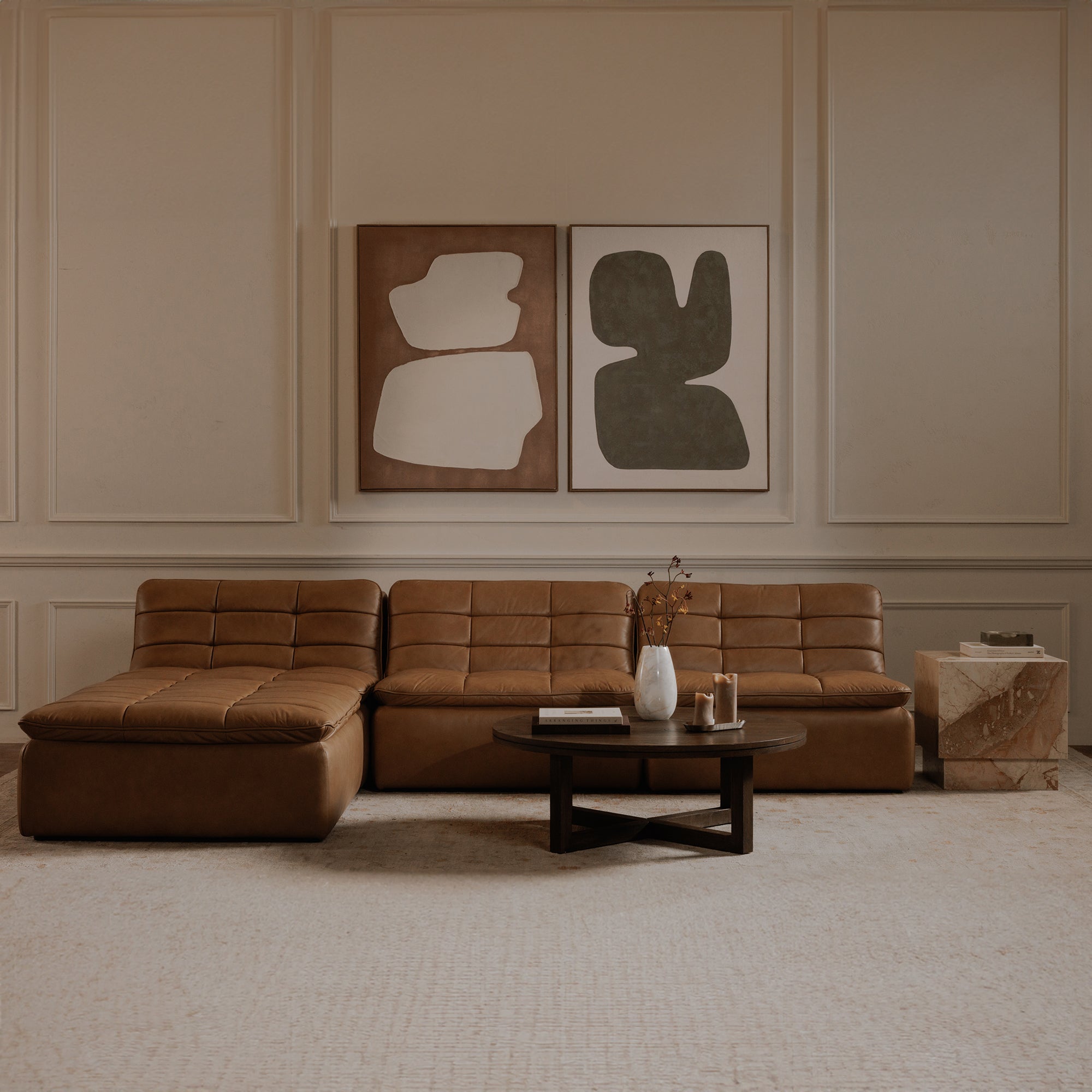 Lino Ottoman Tan Leather