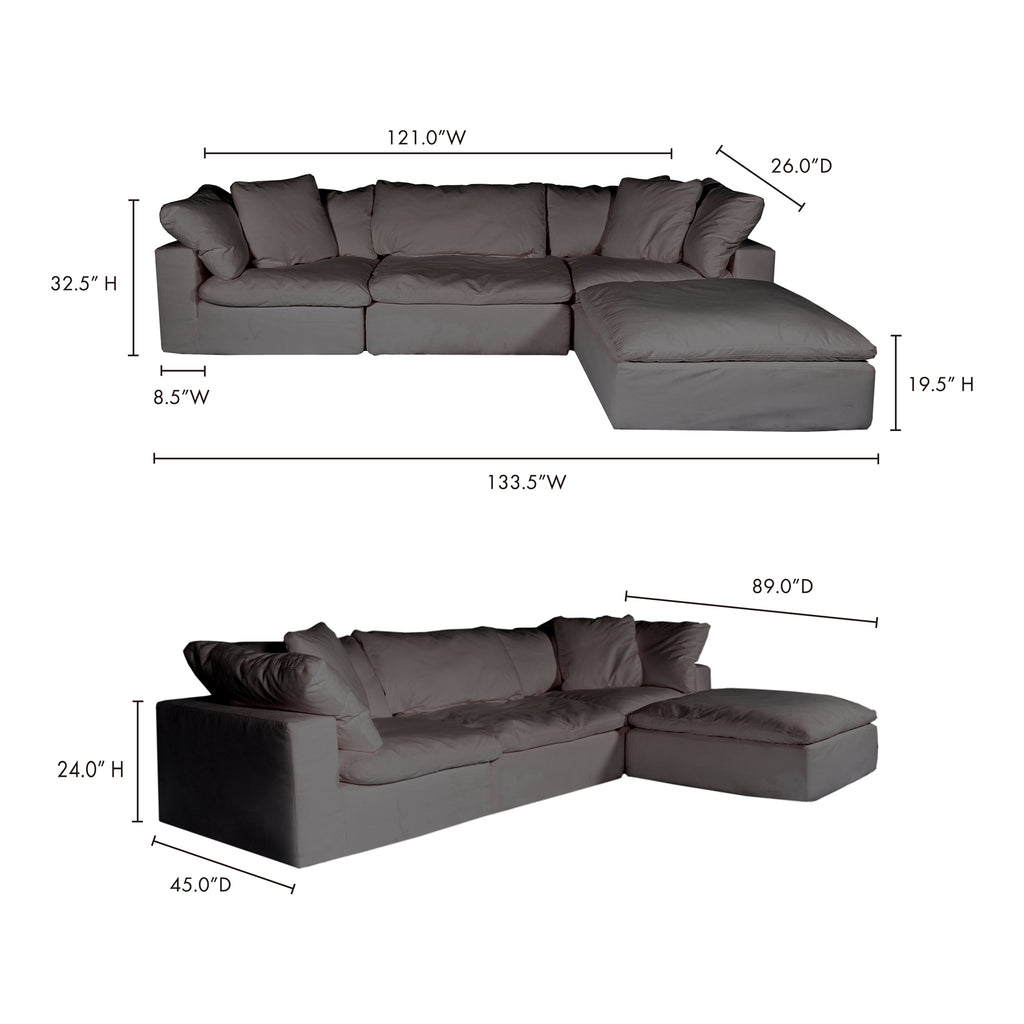 Clay Lounge Modular Sectional Light Grey